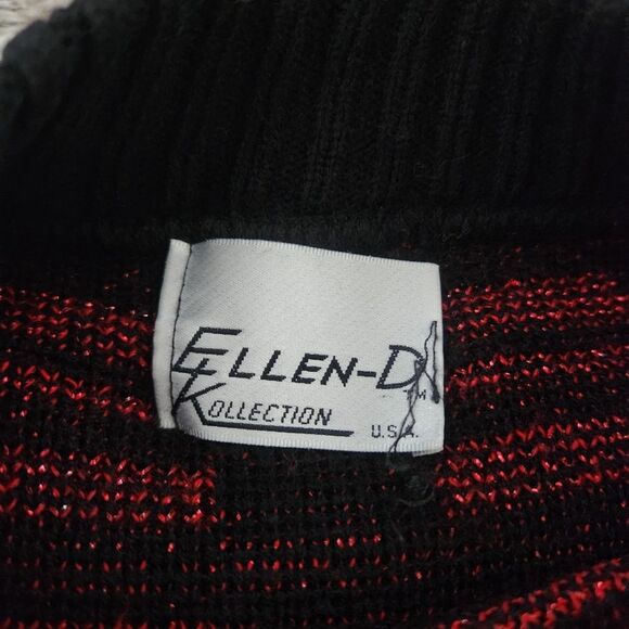 Ellen D Kollection Vintage Geometric Pattern Knit Sweater Red & Black Size Small - Picture 4 of 9